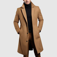Men's Longline Single-Breasted Wool Coat | Lapel Hero