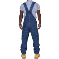 Men's Loose Fit Denim Bib Overalls | Multi-Pockets Workwear Detail