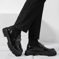 Men's Lug Sole Leather Dress Loafers | Metal Buckle Alternate