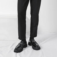 Men's Lug Sole Leather Dress Loafers | Metal Buckle View 14
