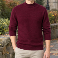 Men's Mock Neck Sweater | Slim Ribbed Knit Layer Back