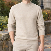 Men's Mock Neck Sweater | Slim Ribbed Knit Layer Close Up