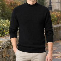 Men's Mock Neck Sweater | Slim Ribbed Knit Layer Detail