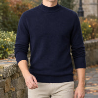 Men's Mock Neck Sweater | Slim Ribbed Knit Layer Lifestyle