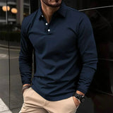 Men's Modern Fit Long Sleeve Polo | Contrast Placket