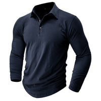 Men's Modern Longsleeve Polo | Contrast Inner Collar Smart Casual Front
