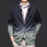 Men's Ombre Cardigan Sweater | Gradient Knit Ribbed Cuffs