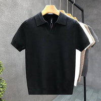 Men's Open Collar Knit Polo Top Detail