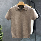 Polo tricoté à col ouvert pour homme