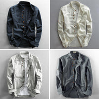 Men's Osaka Linen Shirt | Orange Buttons Back