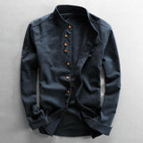 Men's Osaka Linen Shirt | Orange Buttons