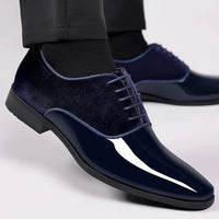 Men's Oxford Dress Shoes | Patent Suede Contrast Finish Angle