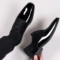 Men's Oxford Dress Shoes | Patent Suede Contrast Finish Front