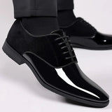 Men's Oxford Dress Shoes | Patent Suede Contrast Finish