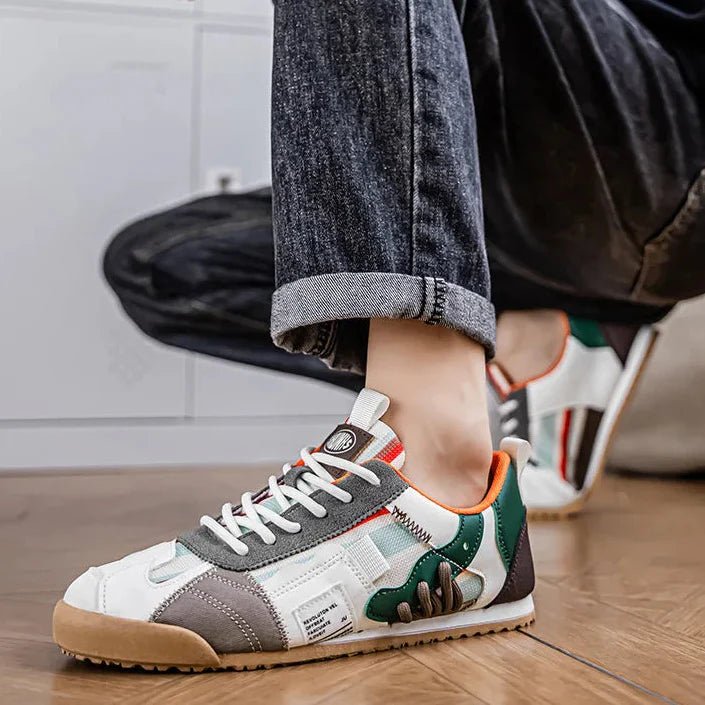 Men's Patchwork Utility Sneakers | Trail Street Close Up