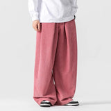 Pantalones de pana plisados para hombre | Pierna ancha de algodón, estilo urbano