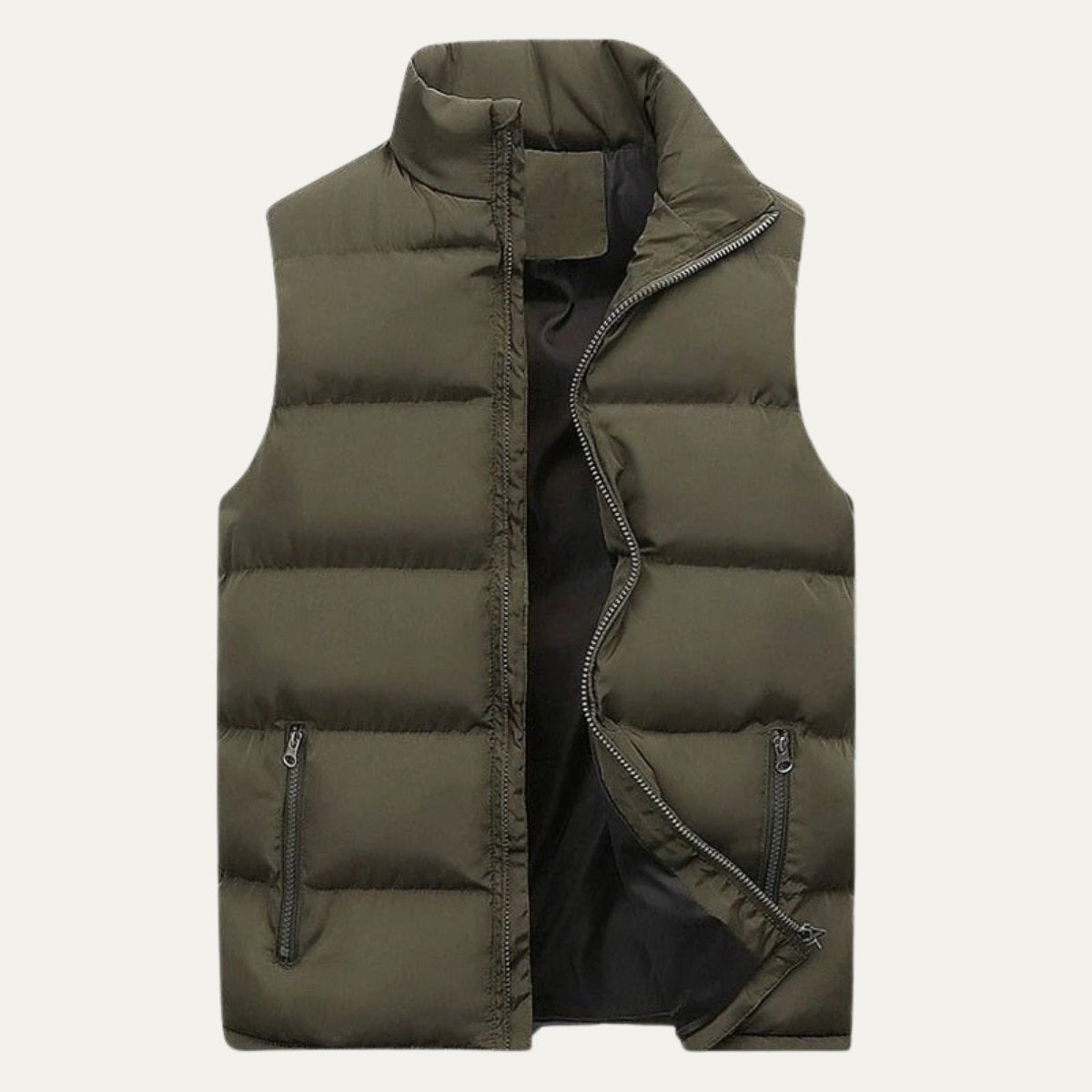 Men's Quilted Padded Puffer Vest | Sleeveless Gilet Close Up