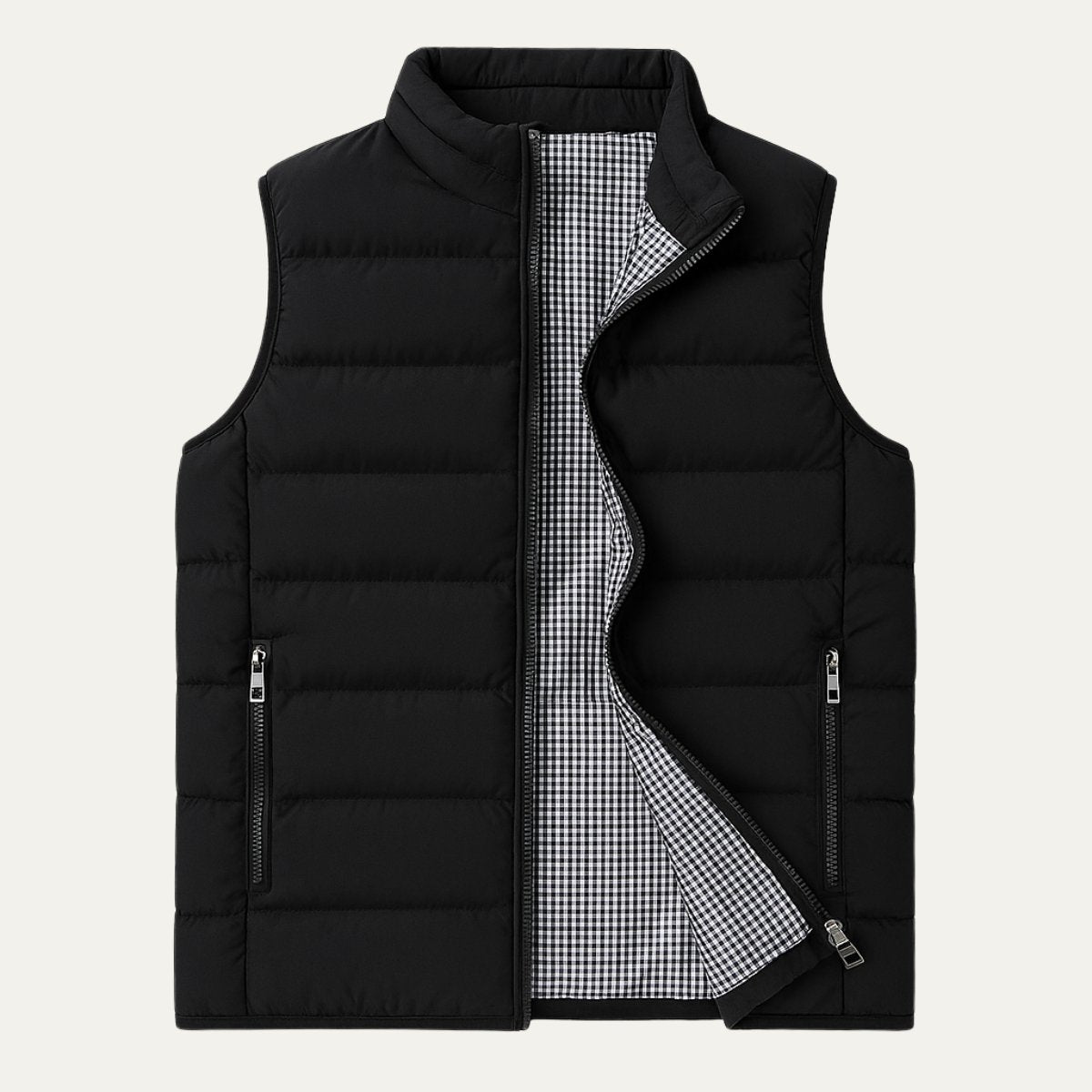 Men's Quilted Puffer Vest | Horizontal Channel Insulated Gilet Detail