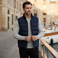 Men's Quilted Puffer Vest | Horizontal Channel Insulated Gilet View 11