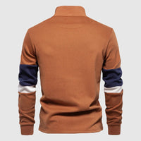 Men's Raglan Sleeve Patchwork Pullover | Quarter-Zip Back