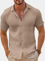 Camisa de lino para hombre con cuello relajado