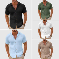 Men's Relaxed Collar Linen Shirt Top View 11