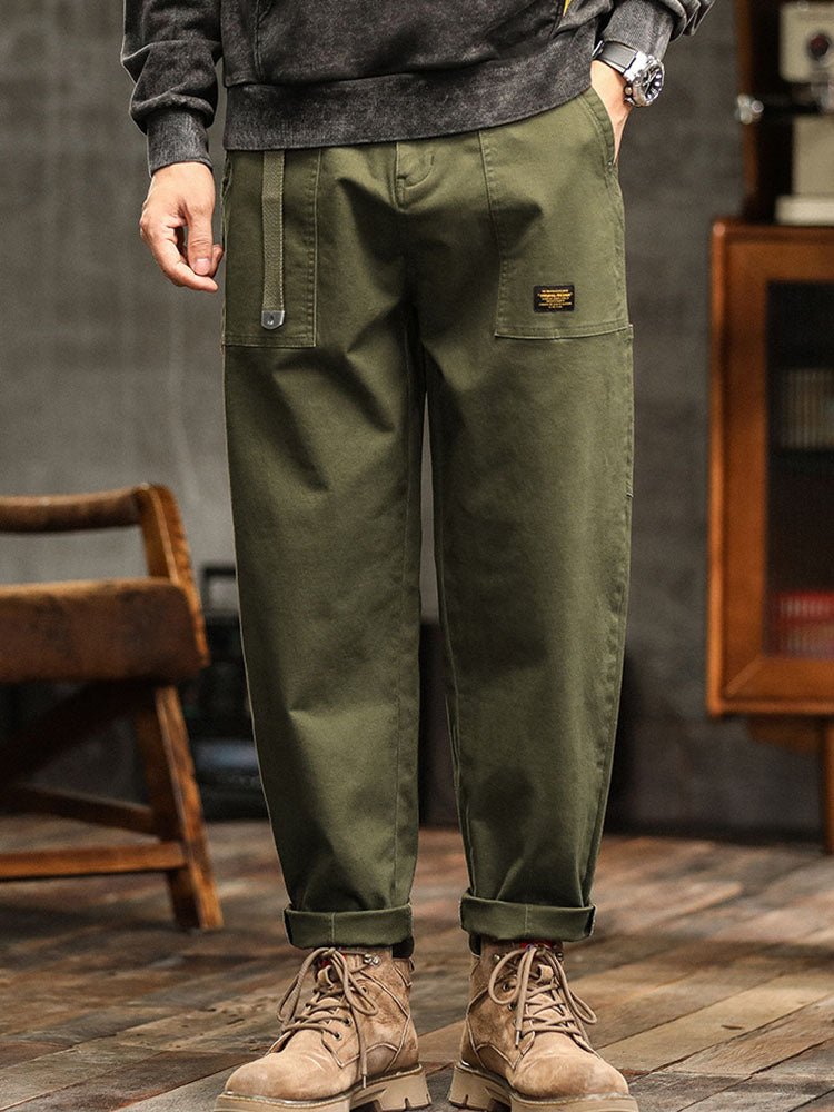 Men's Relaxed Cotton Utility Pants Close Up