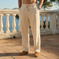 Men's Relaxed Linen Pants with Rope Drawstring Detail