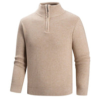 Men's Ribbed Knit Zip-Up Collar Sweater | Slim Fit Close Up
