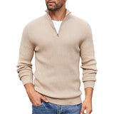 Pull à col zippé en maille côtelée pour homme | Coupe ajustée
