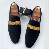 Men's Rope Strap Velour Loafers | L'Élégance Side