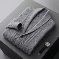 Men's Shawl Collar Wool Button Cardigan Sweater | Tailored Fit View 11