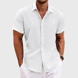 Chemise décontractée pour homme à manches courtes en mélange de lin | Coupe fuselée