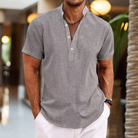 Men's Short Sleeve Linen Henley Shirt | Casual Hero