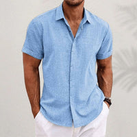 Men's Short Sleeve Linen Shirt | Relaxed Summer Fit Close Up