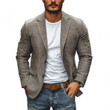 Blazer de algodón y lino para hombre, de un solo botón | Corte entallado