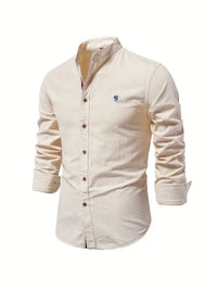 Men's Slim Fit Mandarin Collar Shirt | Smart Office Back