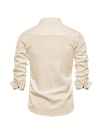Men's Slim Fit Mandarin Collar Shirt | Smart Office Close Up