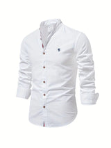 Camisa de corte slim para hombre con cuello mandarín | Oficina inteligente