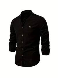 Men's Slim Fit Mandarin Collar Shirt | Smart Office View 13