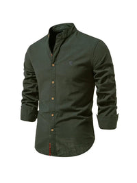 Men's Slim Fit Mandarin Collar Shirt | Smart Office View 15