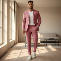 Men's Slim Fit Suit Set | Notched Lapel Blazer Side