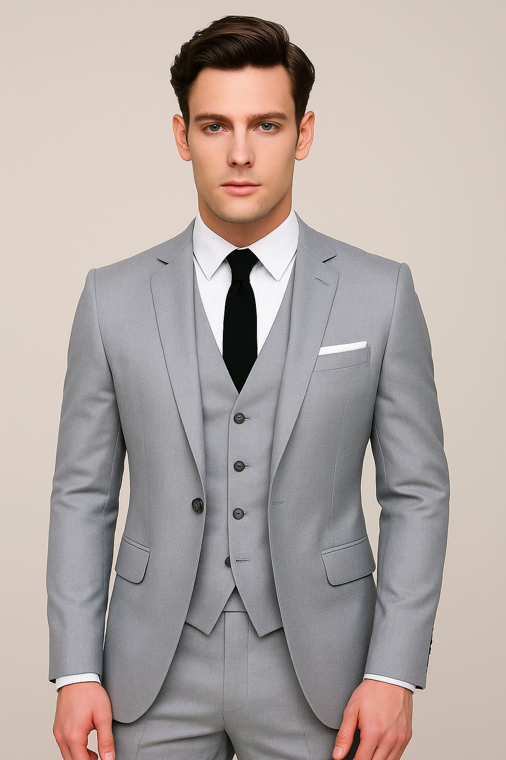 Men's Slim Fit Three-Piece Suit Detail