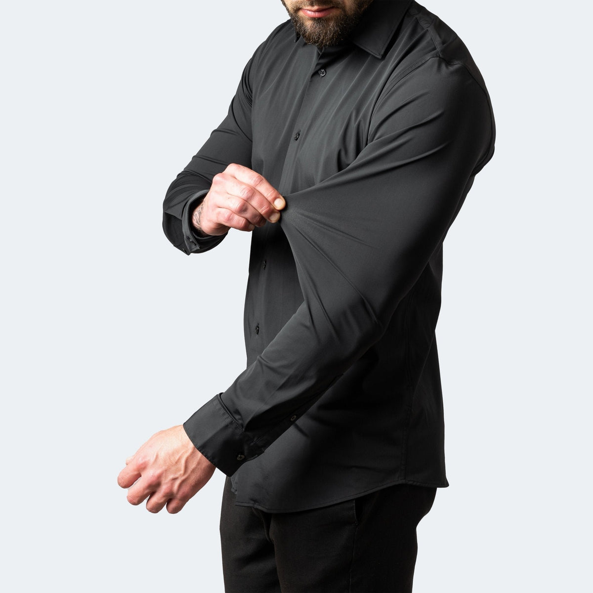 Men's Slim Stretch Dress Shirt Top Back