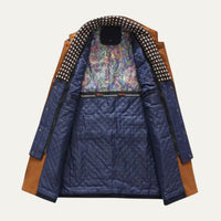 Men's Smart Casual Wool Trench Coat | Stand Collar Detachable Bib Close Up