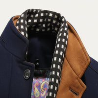 Men's Smart Casual Wool Trench Coat | Stand Collar Detachable Bib Detail
