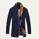 Manteau trench en laine chic et décontracté pour homme | Col montant avec plastron amovible