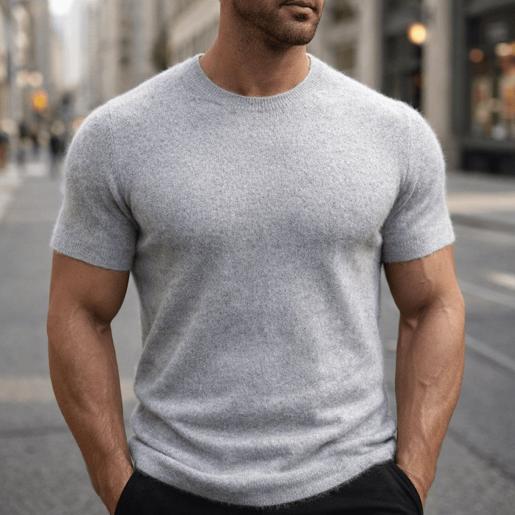 Men's Soft Knit Fuzzy Top Close Up