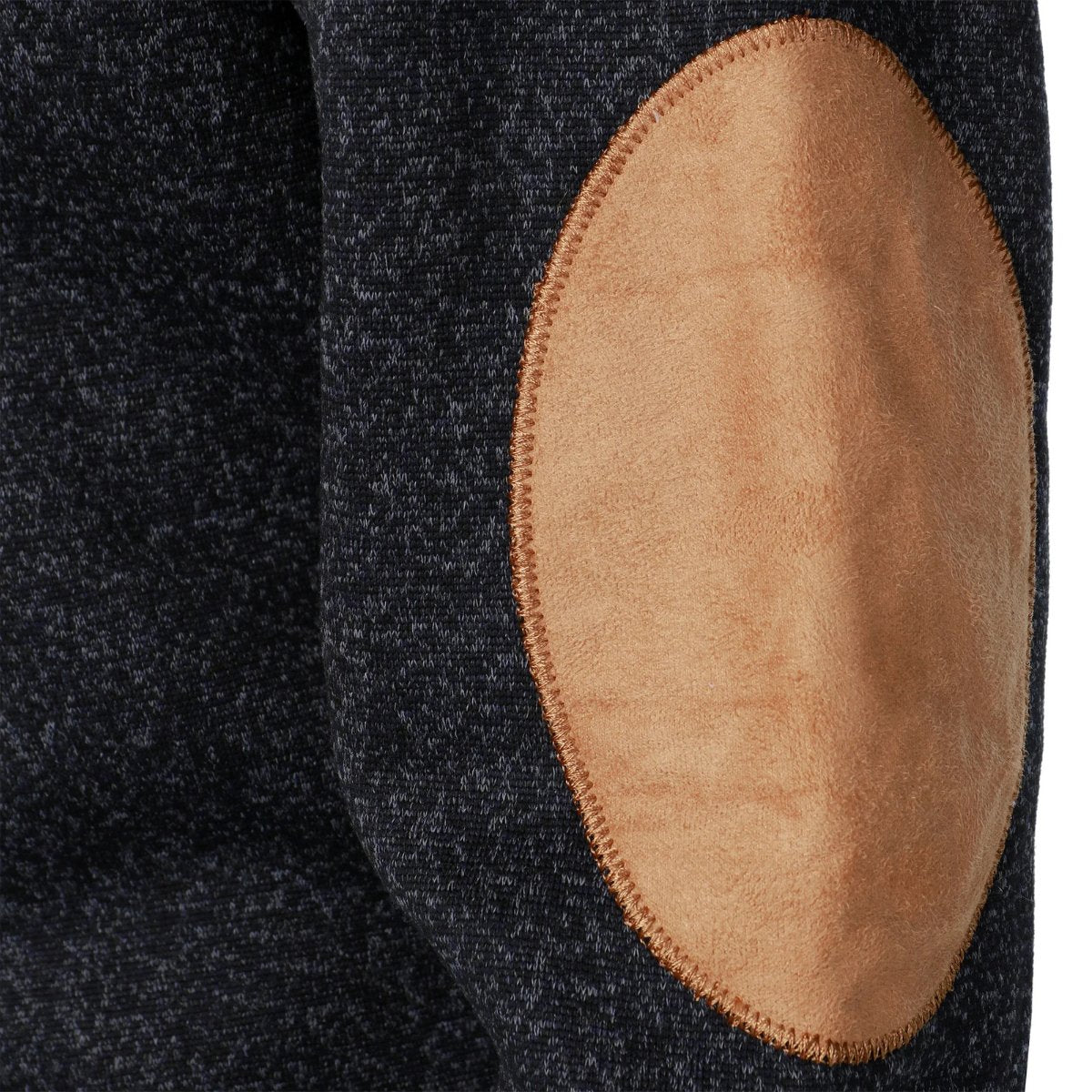 Men's Stand Collar Pullover Sweater | Suede Elbow Patches Detail