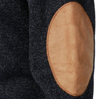 Men's Stand Collar Pullover Sweater | Suede Elbow Patches Detail